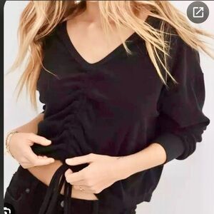 Aerie Black TerryTowel Knit Top